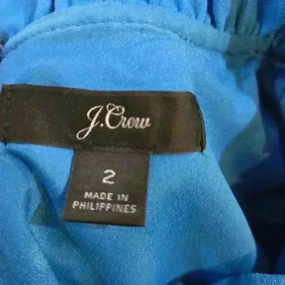 J.Crew Ruffle-neck Shift Dress in 365 crepe Blue Size 2 #098 - Picture 6 of 8